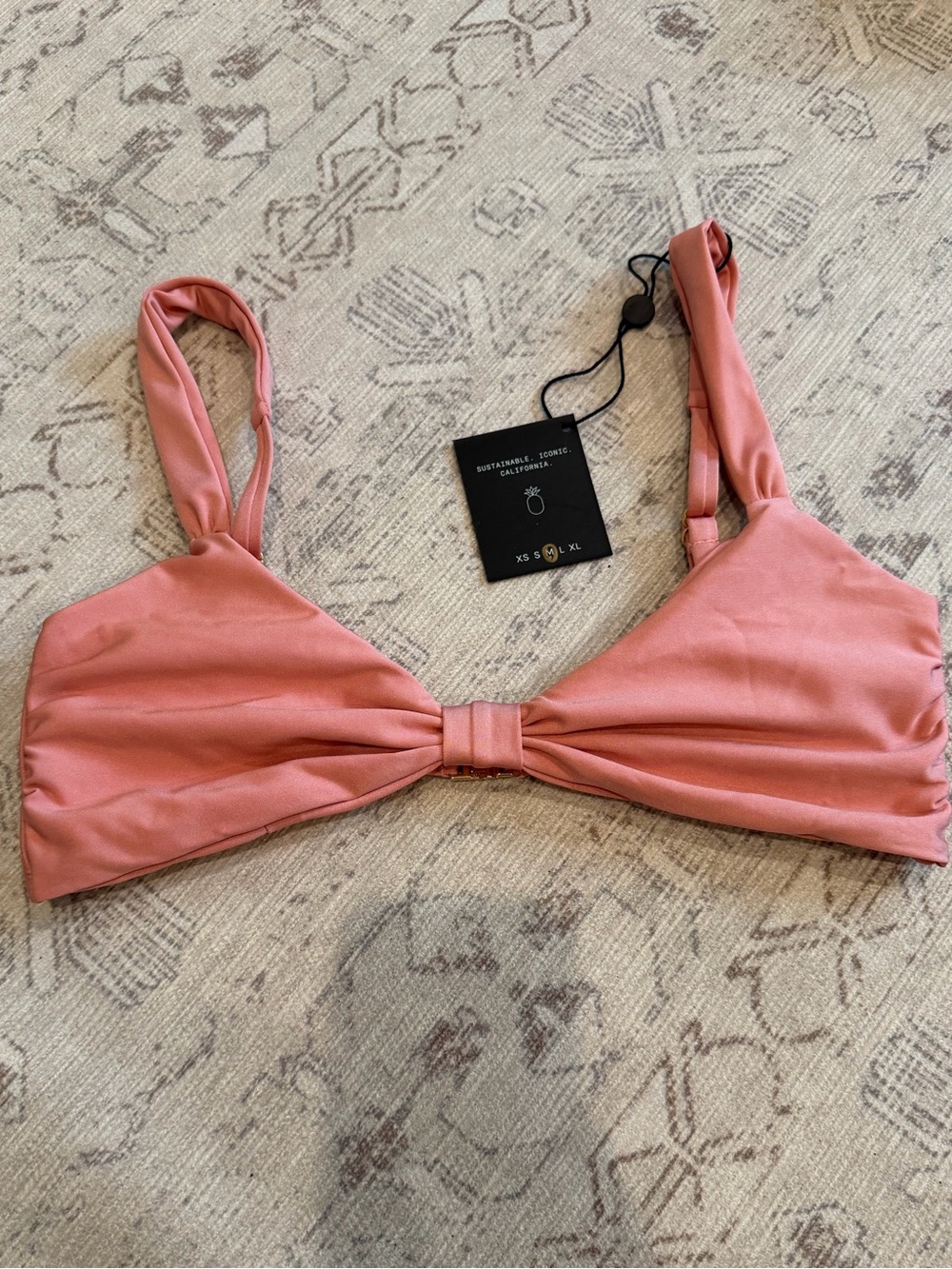 Skatie Dusty Coral Knot-Front Bikini Top